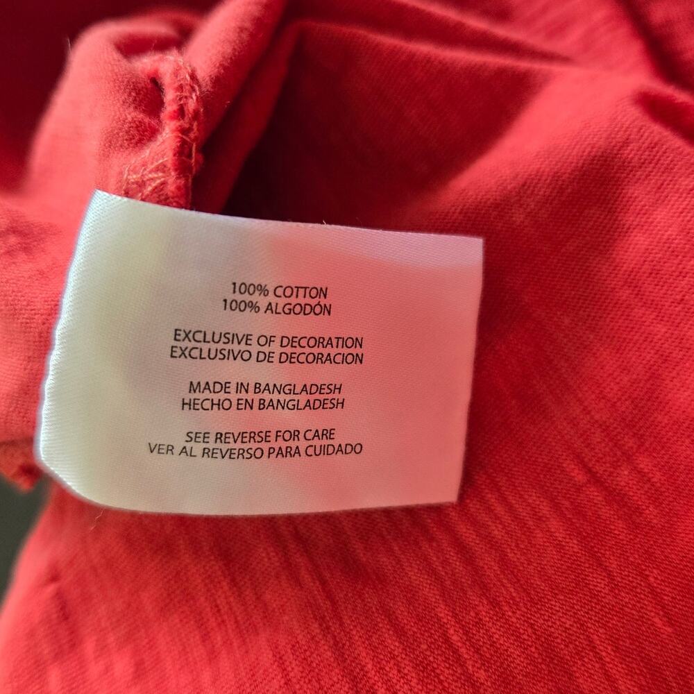 Gap Men Henley Short Sleeve Tee Casual Red Raglan Sleeves Cotton Basics Medium - Picture 9 of 10